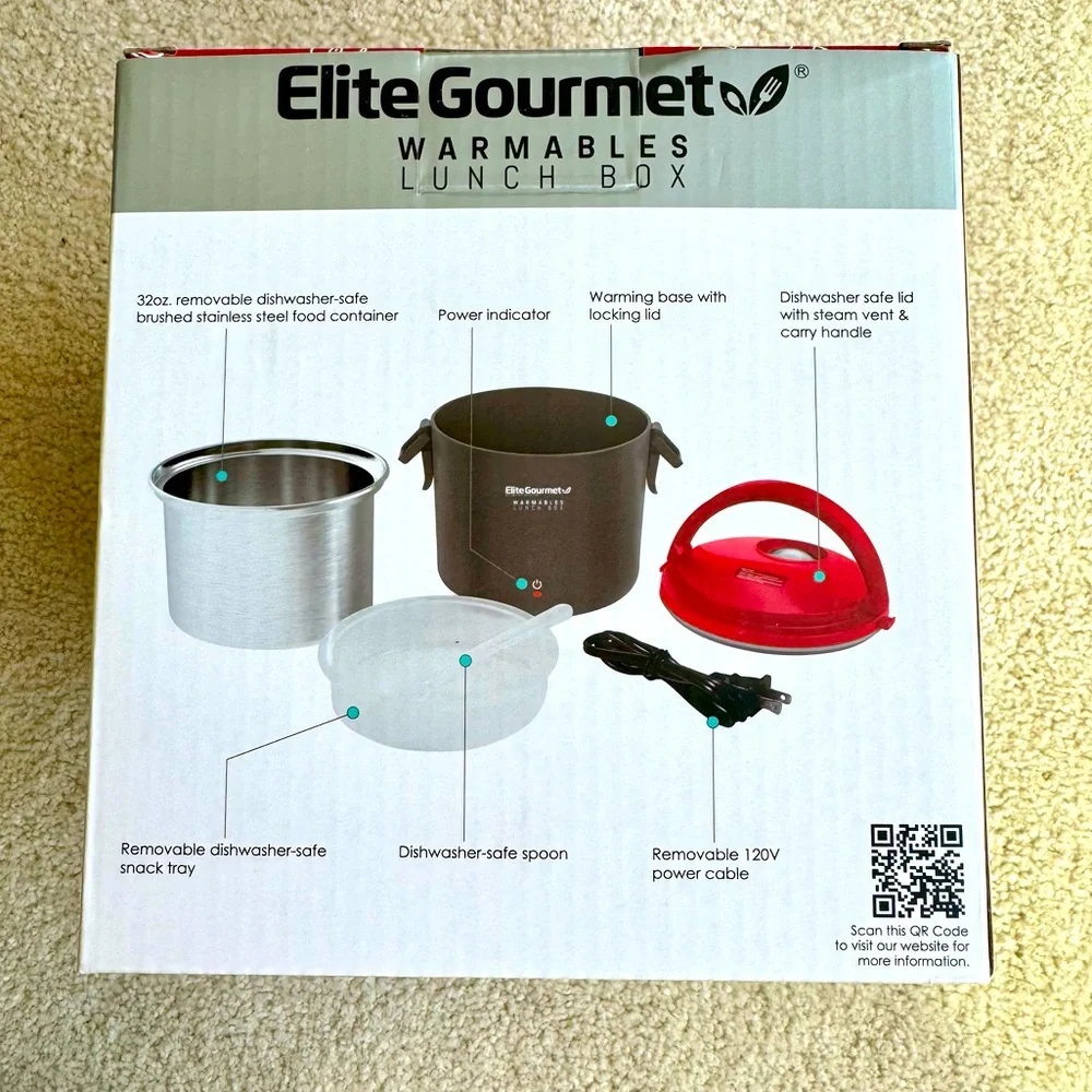 Elite Gourmet Warmables Lunch Box 32 z by Maxi-Matic Work/Travel Food Warmer NEW
